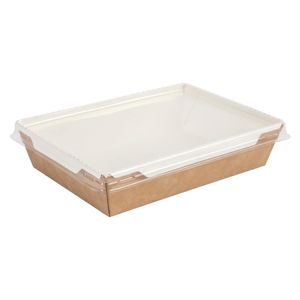 Colpac Fuzione Recyclable Paperboard Food Trays With Lid 1000ml / 35oz - FA376  - 1