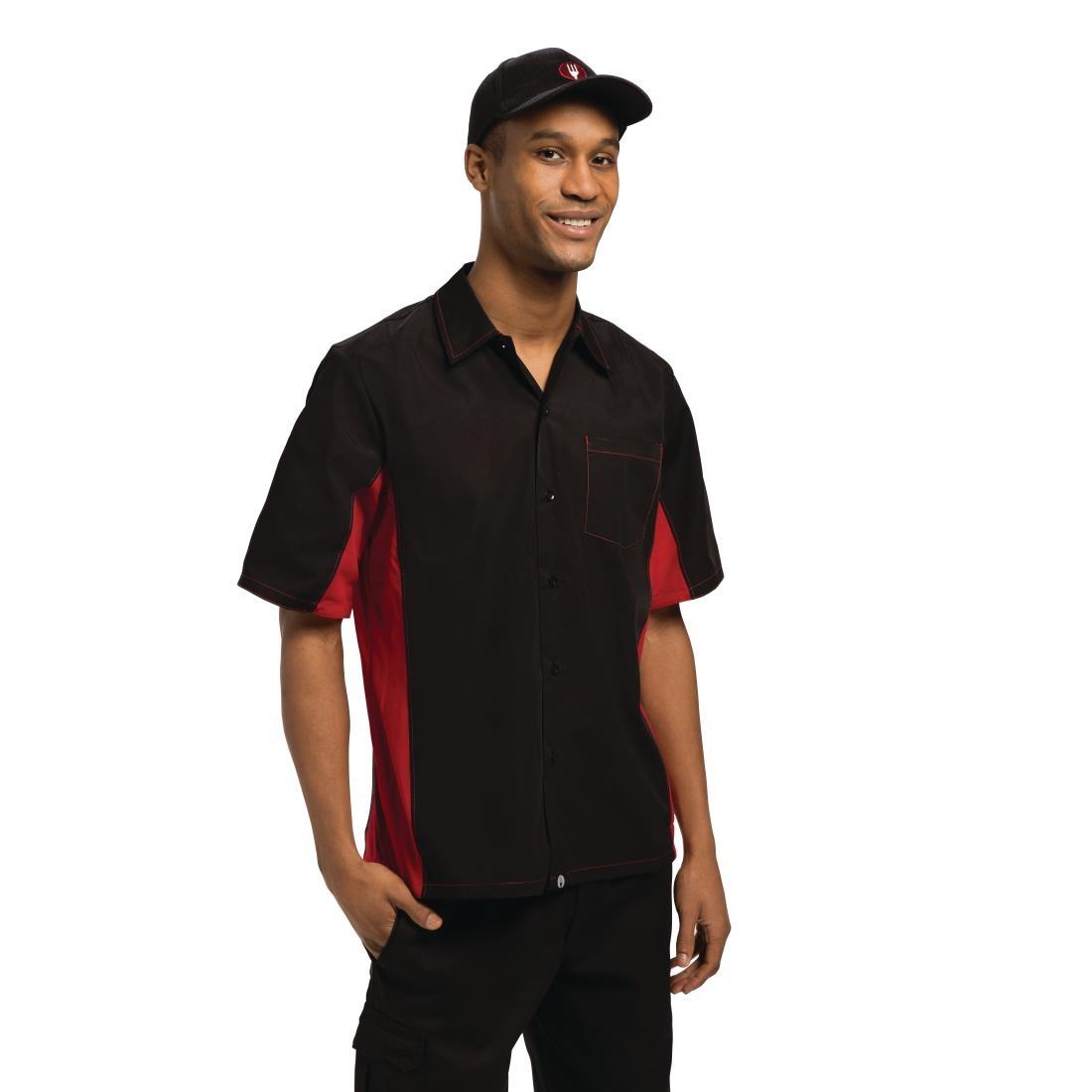 Colour by Chef Works Unisex Contrast Shirt Black and Red XS - A952-XS  - 1