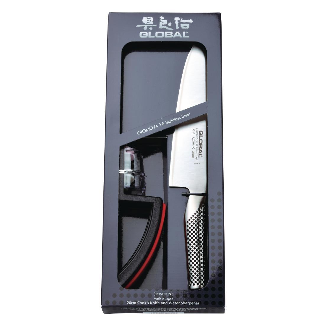Global Classic Chefs Knife 20cm With Knife Sharpener - DG016  - 4