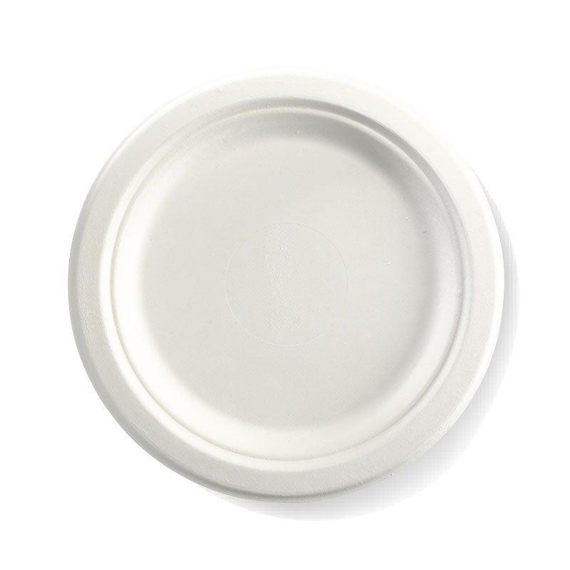 9" White Round Sugarcane Plates (Case of 500) - 1352 - 3