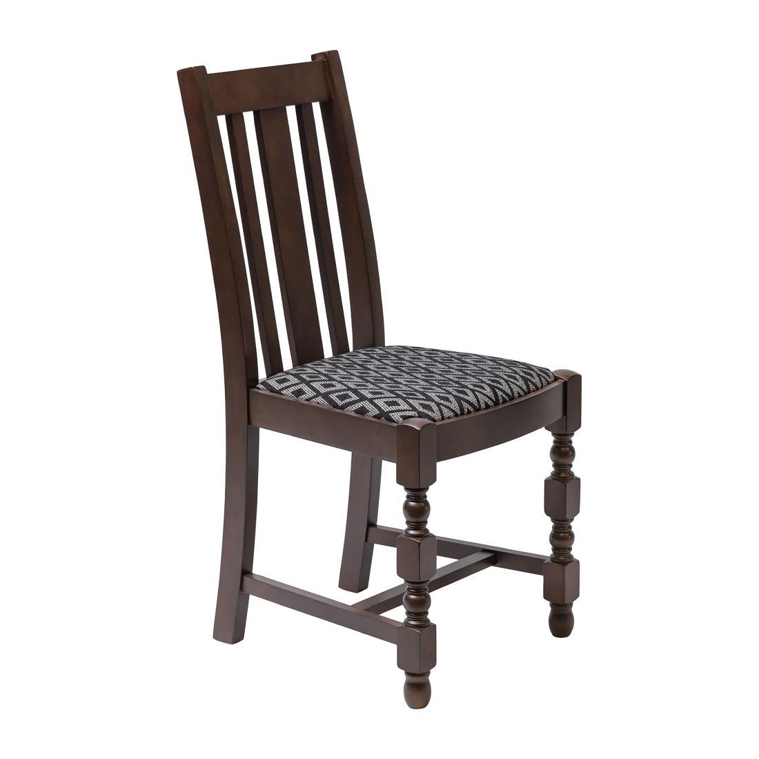 Manhattan Dark Wood High Back Dining Chair with Black Diamond Padded Seat (Pack of 2)