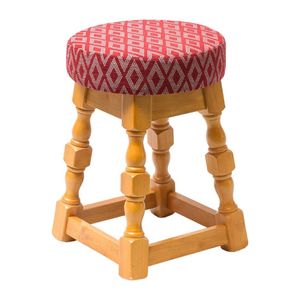 Classic Soft Oak Low Bar Stool with Red Diamond Seat (Pack of 2)