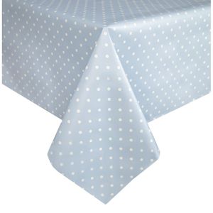 Wipe Clean PVC Table Cloth Pale Blue Small Polka Dot 1400x2300mm