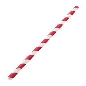 Utopia Biodegradable Paper Straws Red Stripes (Pack of 250)
