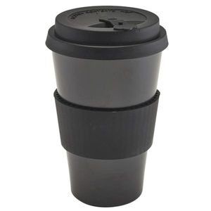 Black Reusable Bamboo Fibre Coffee Cup 45cl/15.75oz - BFC450BK - 1