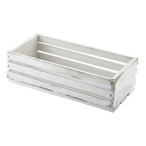 Genware White Wash Wooden Crate 25 x 12 x 7.5cm - TR216W - 1