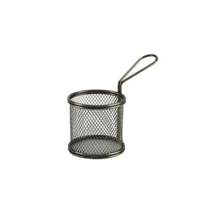 Black Serving Fry Basket  Round 9.3 x 9cm (Pack of 6) - SVBR09BK - 1