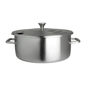 Steelite Creations Homestyle Brushed Stainless Round Soup Chafer 5.2L - VV3905 - 1