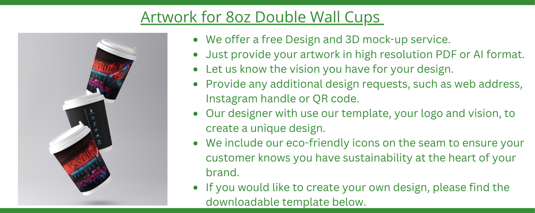 Artwork Design and Template for 8oz Double Wall Cups