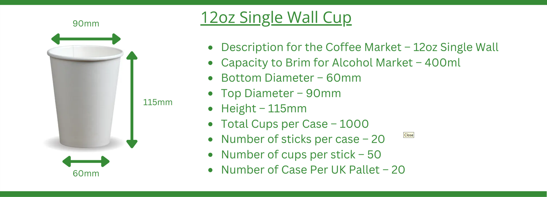 12oz Single Wall Bespoke Cup Banner