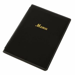 Olympia Faux Leather Menu Cover A4 Black - E221 - 1