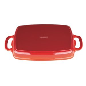 Vogue Red Rectangular Cast Iron Dish 2.8Ltr - GH320 - 3