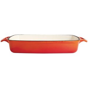Vogue Orange Rectangular Cast Iron Dish 2.8Ltr - GH322 - 1