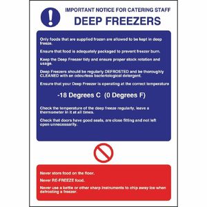 Vogue Deep Freezer Guidelines Sign - W195 - 1
