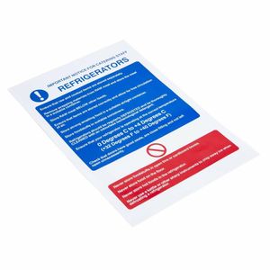 Vogue Refrigerator Guidelines Sign - W196 - 1