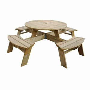 Rowlinson Round Wooden Picnic Table 6.5ft - CG097 - 1