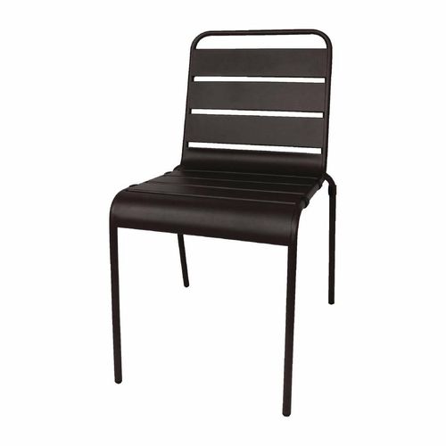Bolero Black Slatted Steel Side Chairs (Pack of 4) - CS728 - 2