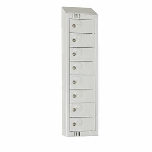 Elite Personal Effects Locker 8 Door Grey Camlock Sloping Top - CF754-CS - 1
