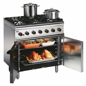 Lincat Silverlink 600 Natural Gas 6 Burner Oven Range with Rear Castors SLR9C/N - GJ678-N - 1