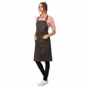 Chef Works Urban Wet Look Boulder Bib Apron Black and Brown - BB020 - 1