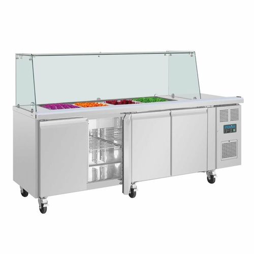 Polar U-Series GN Saladette Counter with Square Sneeze Guard 4 Door - 13