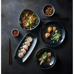 Churchill Studio Prints Astro Metallic Blue Chefs Oblong Plates 270 x 127mm (Pack of 12) - HX100 - 3