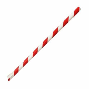 Fiesta Compostable Paper Spoon Straw Red & White Stripe 210x8mm (Pack of 250) - HU366 - 1
