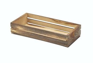 Genware Dark Rustic Wooden Crate 25 x 12 x 5cm - 1