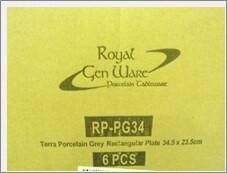 Terra Porcelain Grey Rectangular Plate 34.5 x 23.5cm (Pack of 6) - RP-PG34 - 14