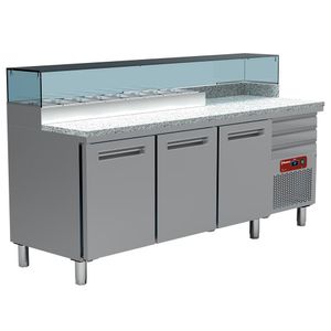 Diamond MR-MAXIPIZZA/R2 3 Door Gastronorm Saladette Counter for Pizzeria, 8 x 1/4 GN - MR-MAXIPIZZA-R2 - 1