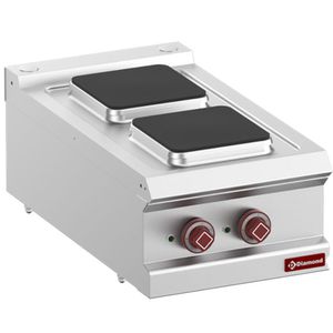 Diamond E7/2PQ4T-N 2 Squared Hobs Countertop Electric Range Cooker, 5.2kW - E7-2PQ4T-N - 1