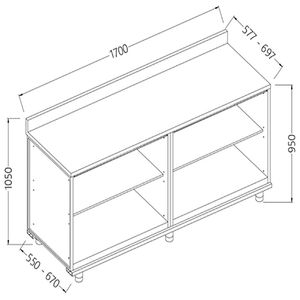 Diamond NL17X Neutral Rear Cabinet, With Backsplash - NL17X - 1