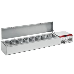 Diamond SX175G/CP9 Stainless Steel Topping Unit with Lid, 8 x 1/4 GN - SX175G-CP9 - 1