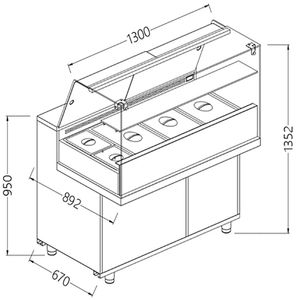 Diamond VA13XG Saladette Snack Bain Marie Display Counter, 1300mm - VA13XG - 1