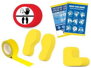 Kit 5B - Stop Sign without text, Marking Tape, Marking Tape, L-Shaped Floor Markers, Magnetic Frames, Window Frames and Footprints for Coronavirus Covid-19 Social Distancing - 1