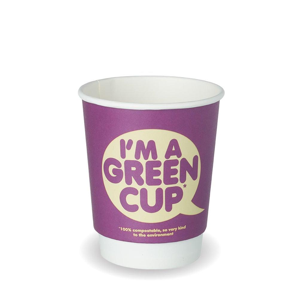 8oz Double Wall "I'm A Green Cup" Hot BioCups (Case of 500) - 1163 - 1