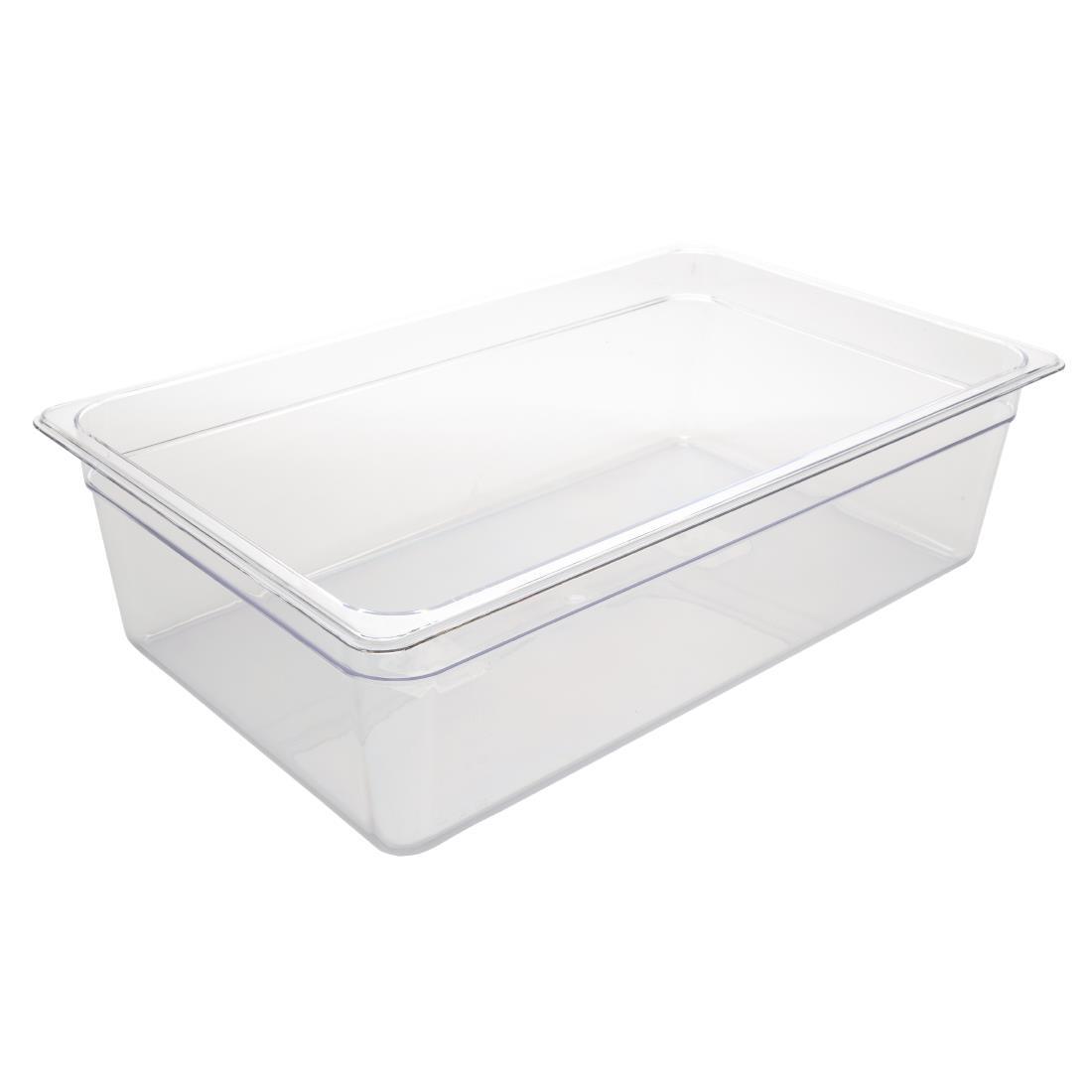 Vogue Polycarbonate 1/1 Gastronorm Container 150mm Clear - U226  - 1