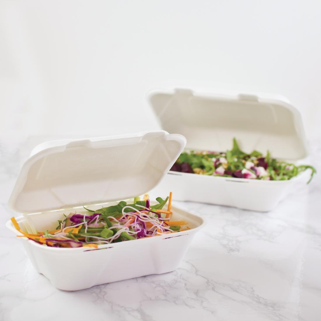 Vegware Compostable Bagasse Clamshell Hinged Meal Boxes 228mm - GH026  - 6