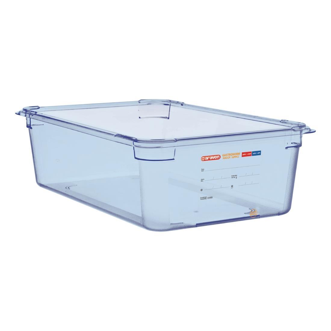 Araven ABS Food Storage Container Blue GN 1/1 150mm - GP590  - 1