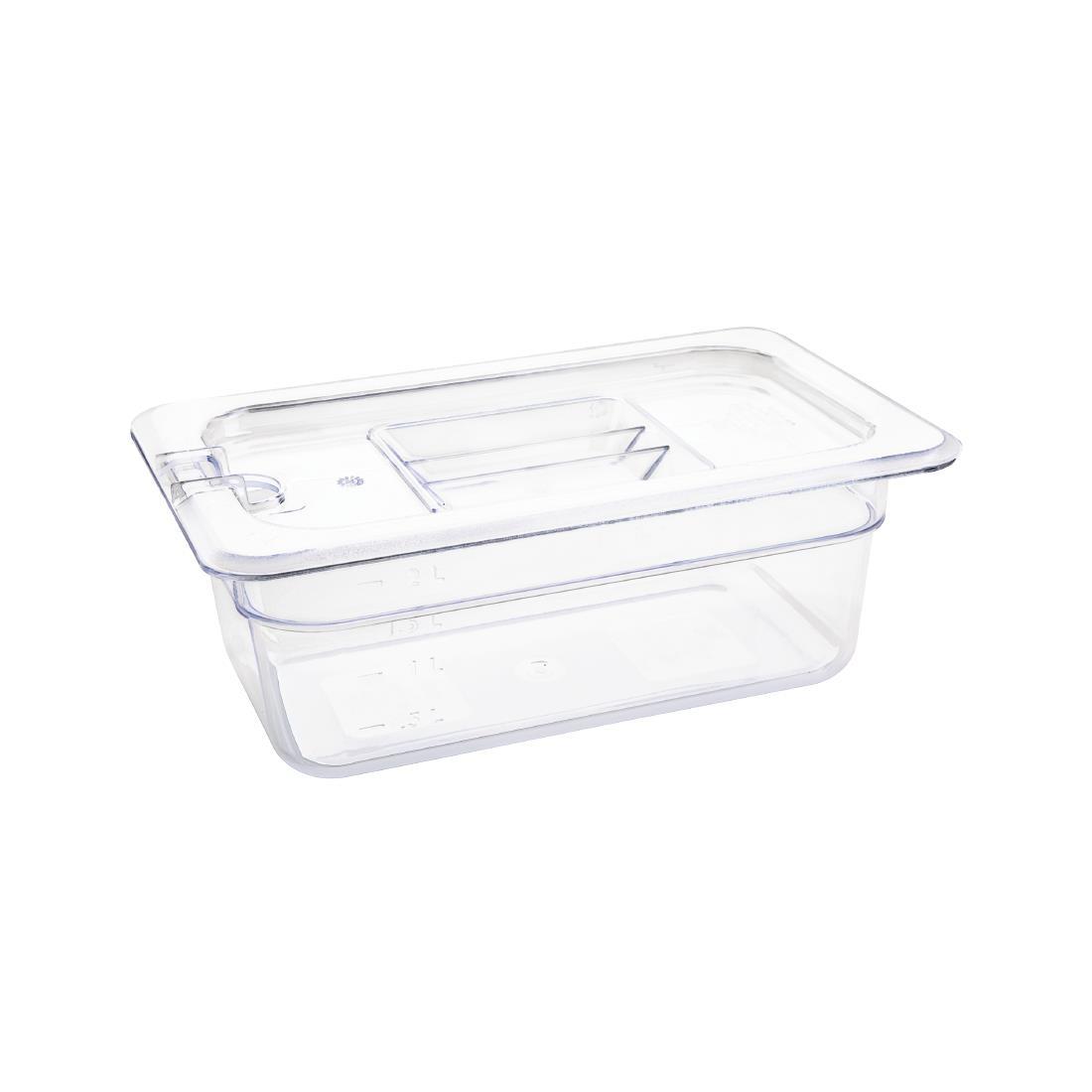 Vogue Polycarbonate 1/4 Gastronorm Container 100mm Clear - U237  - 3