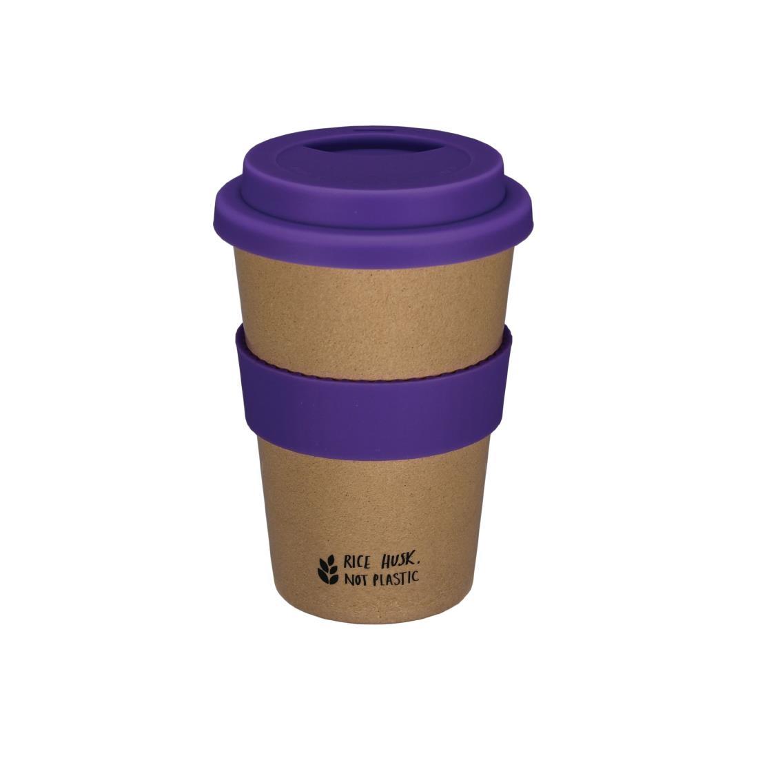 Huskup Rice Husk Compostable Reusable Coffee Cup Ultra Violet 14oz - DB632  - 1