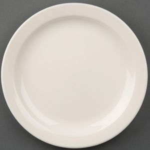 Olympia Ivory Narrow Rimmed Plates 200mm (Pack of 12) - U842  - 1