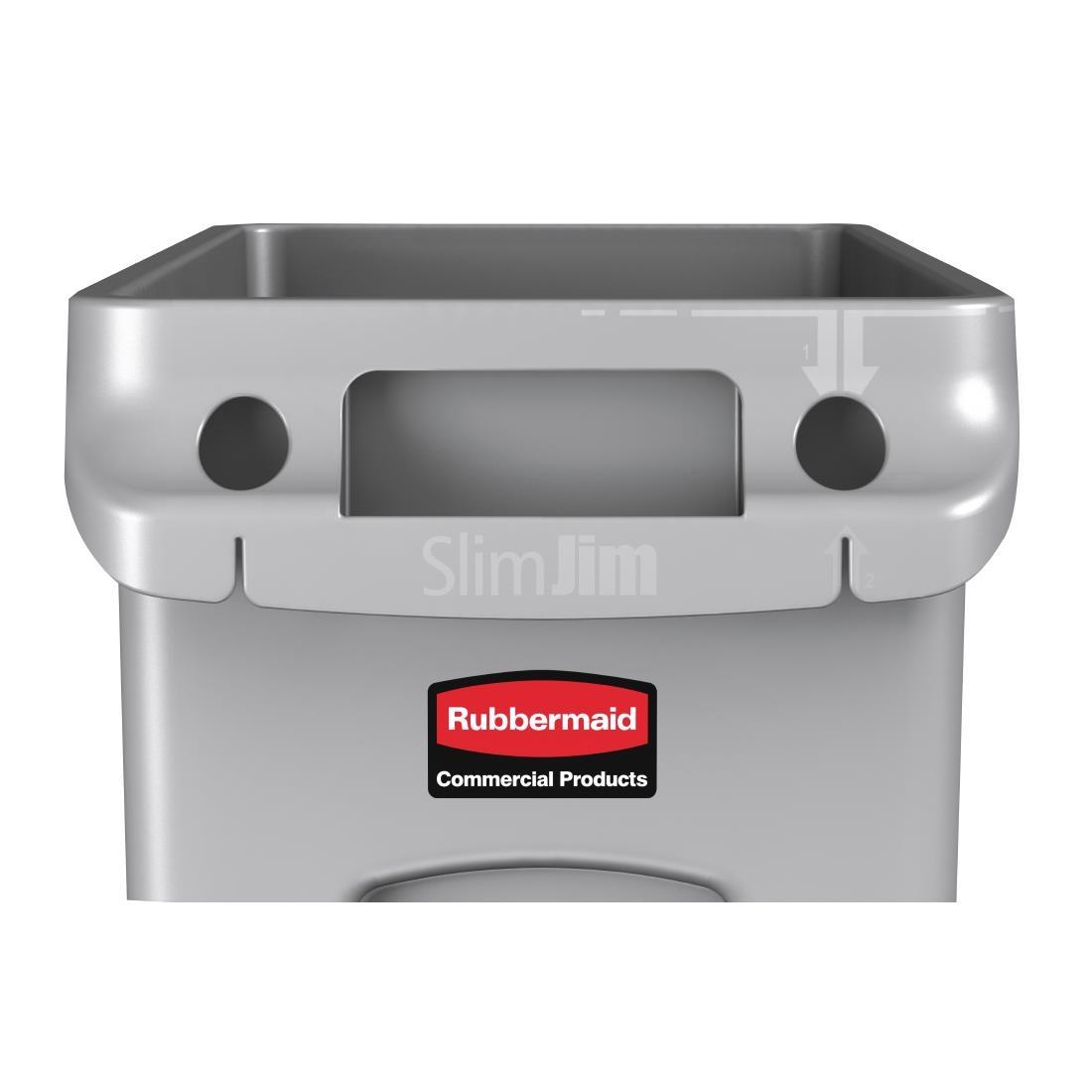 Rubbermaid Slim Jim Container With Venting Channels Grey 87Ltr - F649  - 4