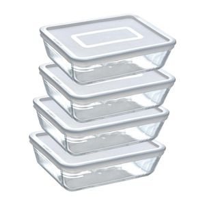 Pyrex Batch Cooking Cook & Freeze Food Storage Glass Containers Set Of 4 1.5 Ltr - FS360  - 1