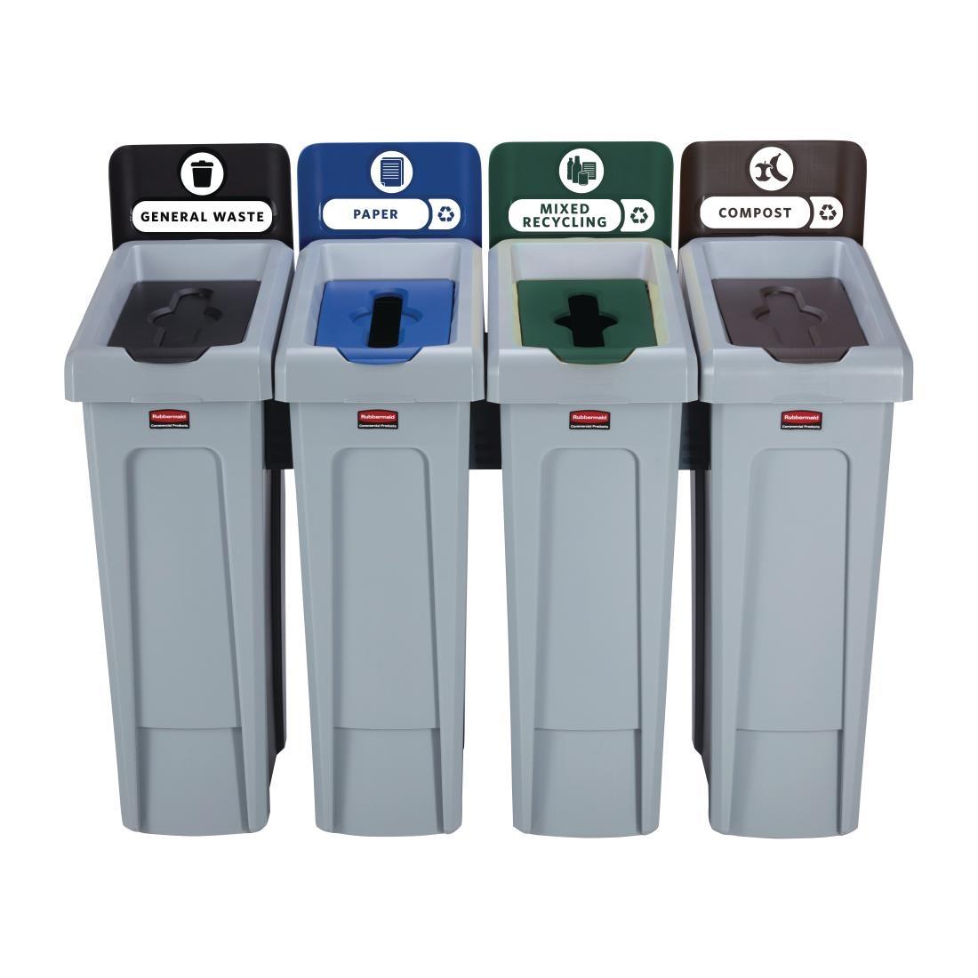 Rubbermaid Slim Jim Four Stream Recycling Station 87Ltr - DY081  - 2