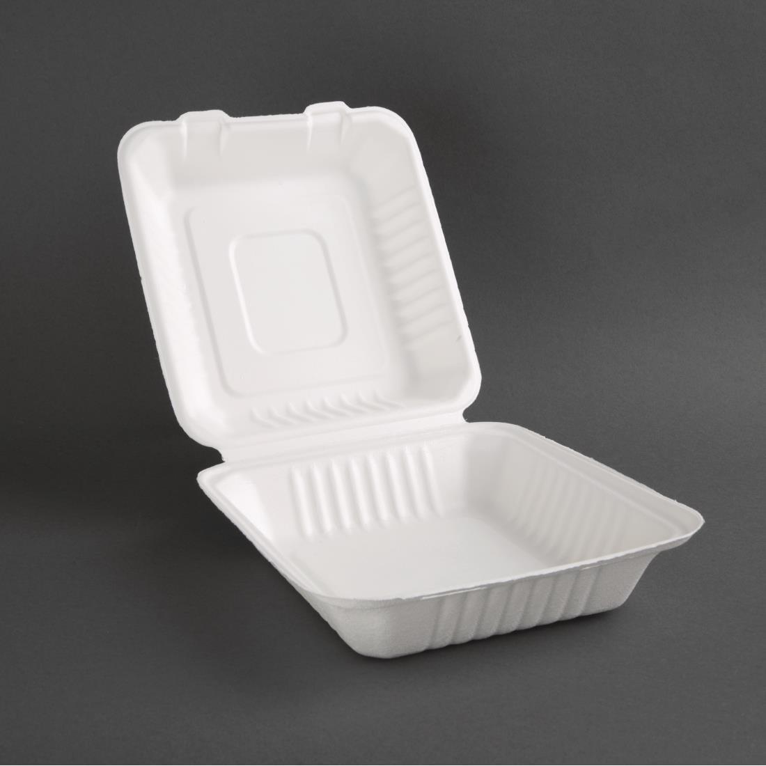 Fiesta Compostable Bagasse Hinged Food Containers 223mm (Pack of 200) - FC525  - 5