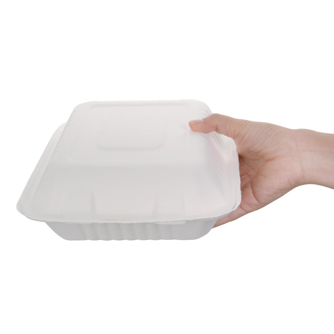 Fiesta Compostable Bagasse Hinged Food Containers 223mm (Pack of 200) - FC525  - 6