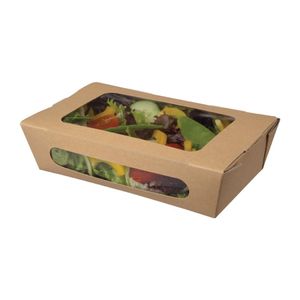 Colpac Recyclable Kraft Tuck-Top Salad Boxes With Window 1000ml / 35oz (Pack of 200) - FA372  - 1