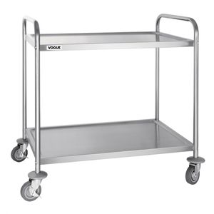Vogue Stainless Steel 2 Tier Clearing Trolley Large - F998  - 1