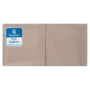 Swantex Recycled Cocktail Napkin Kraft 25x25cm 2ply 1/4 Fold (Pack of 2000) - DB485  - 1